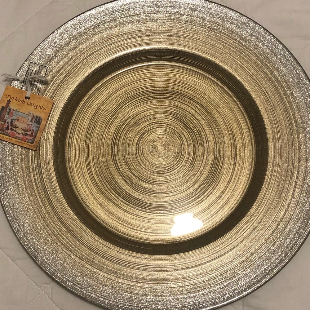 Turkish Large Gold Metallic/Glitter Severing Plate